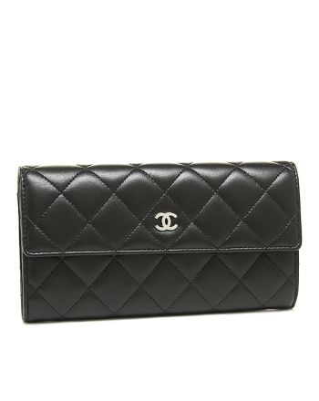 Chanel Rectangle Quilted Wallet in Lambskin Black