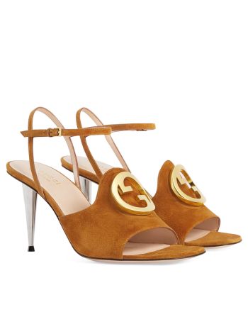 Gucci Women's Blondie Heeled Sandal 723396 Coffee