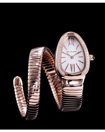 Bvlgari 18ct rose-gold and diamond watch White