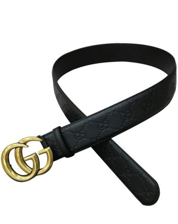 Gucci Leather belt with Double G buckle Black