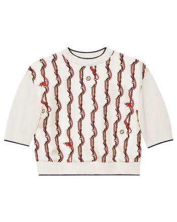 Gucci Women's Lunar New Year Equestrian Printing Wool Top Cream