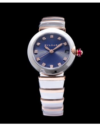 Bvlgari Lvcea 18ct pink-gold,stainless steel and diamond watch Blue